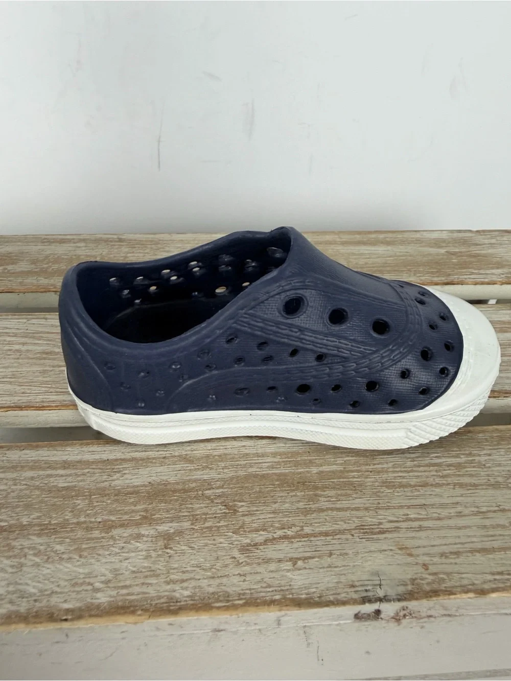 Little Me unisex navy blue & white slip on water shoes size 4